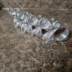 Vintage IHI Pewter Elephant Napkin Rings Set of 6 Made in India Safari Decor